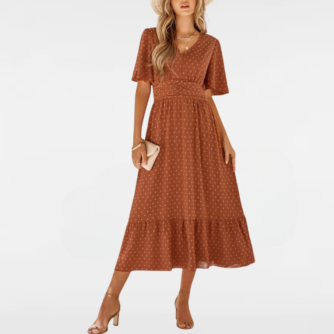 Hilda | ELEGANT FLÖDANDE SOMMAR V-HALS KLÄNNING