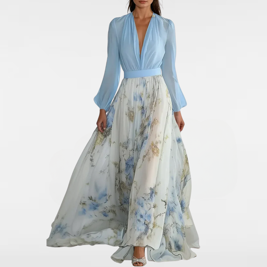 Clara | Fantastisk Maxi Klänning med Blommönster