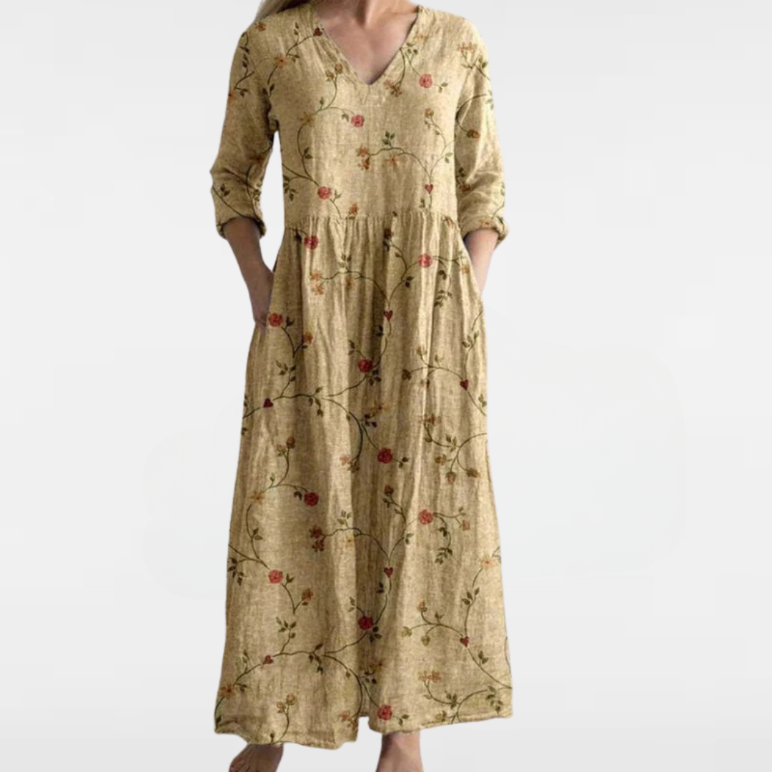 ANNE | LÅNG BLOMSTRANDE MAXIKLÄNNING