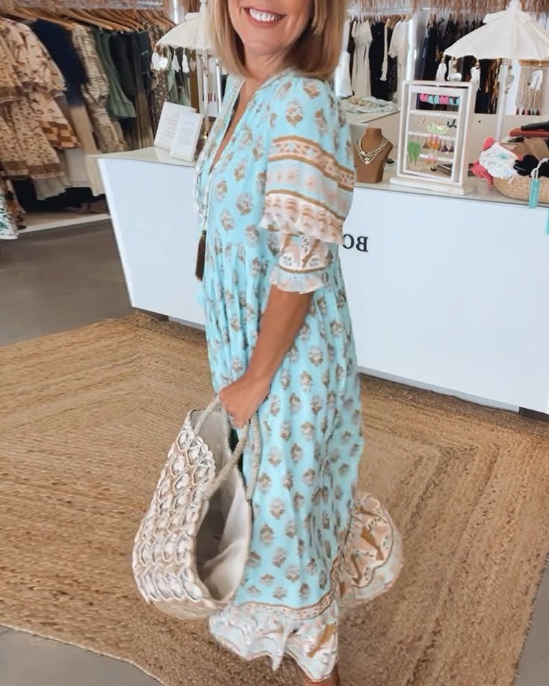 Ida | Chic Floral V-Neck Dress