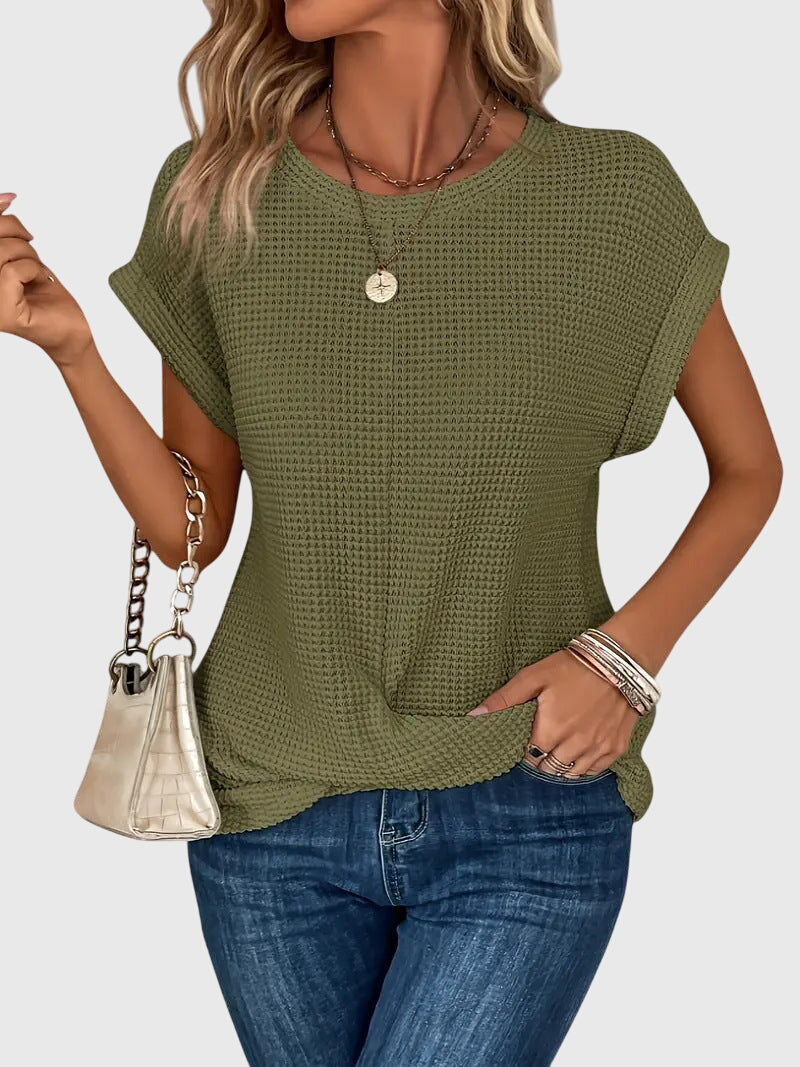 Edith | Blus med Rund Hals i Bomull Orange