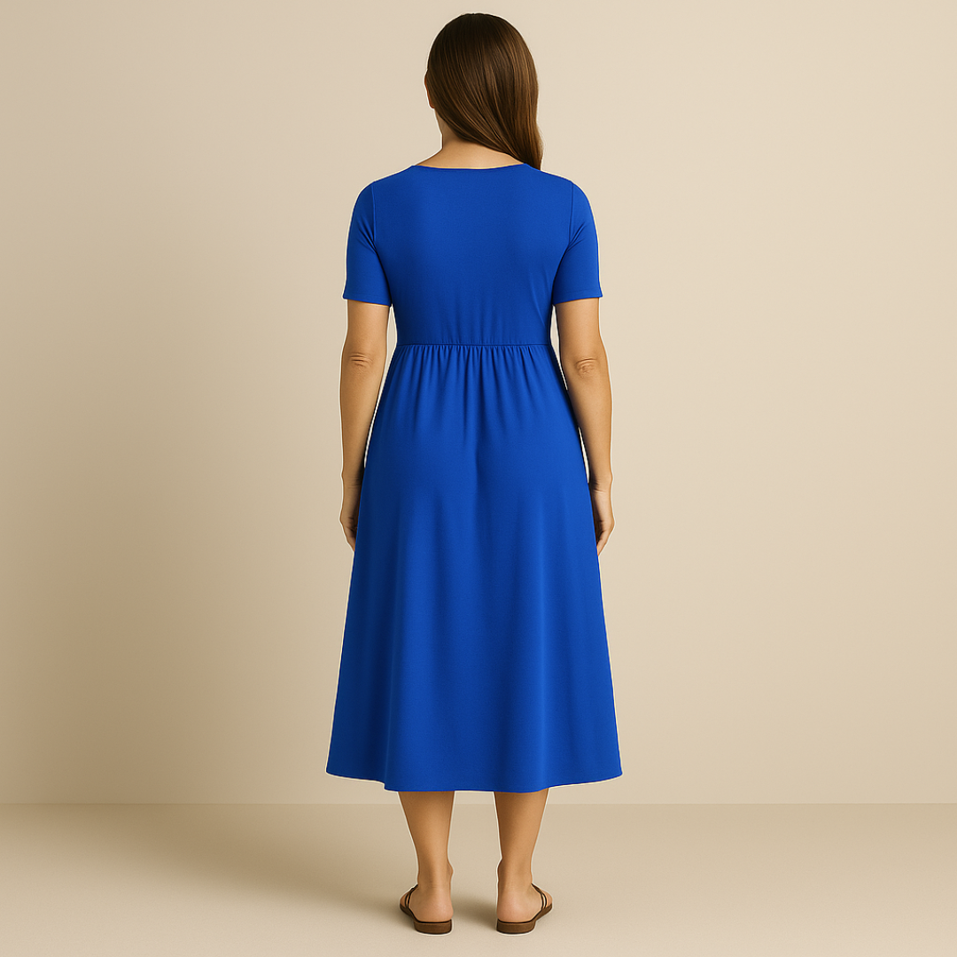 Astrid | Midi Klänning med V-ringning Svart Jersey