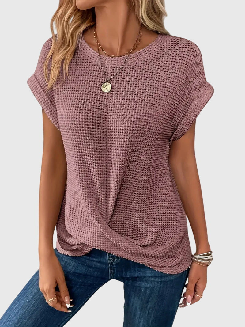 Edith | Blus med Rund Hals i Bomull Orange