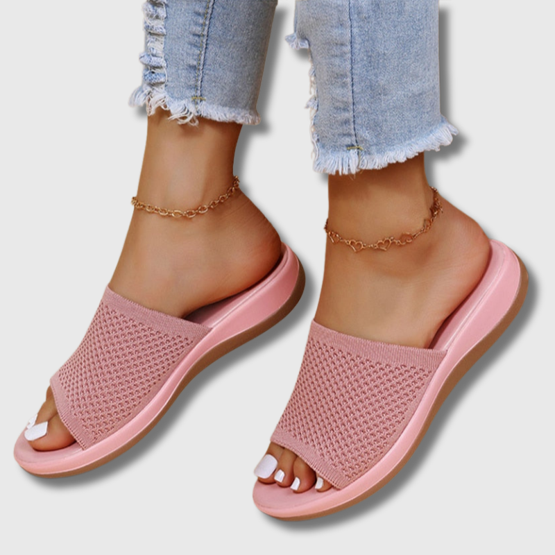 Sara | Stickade Ortopediska Sandaler i Beige