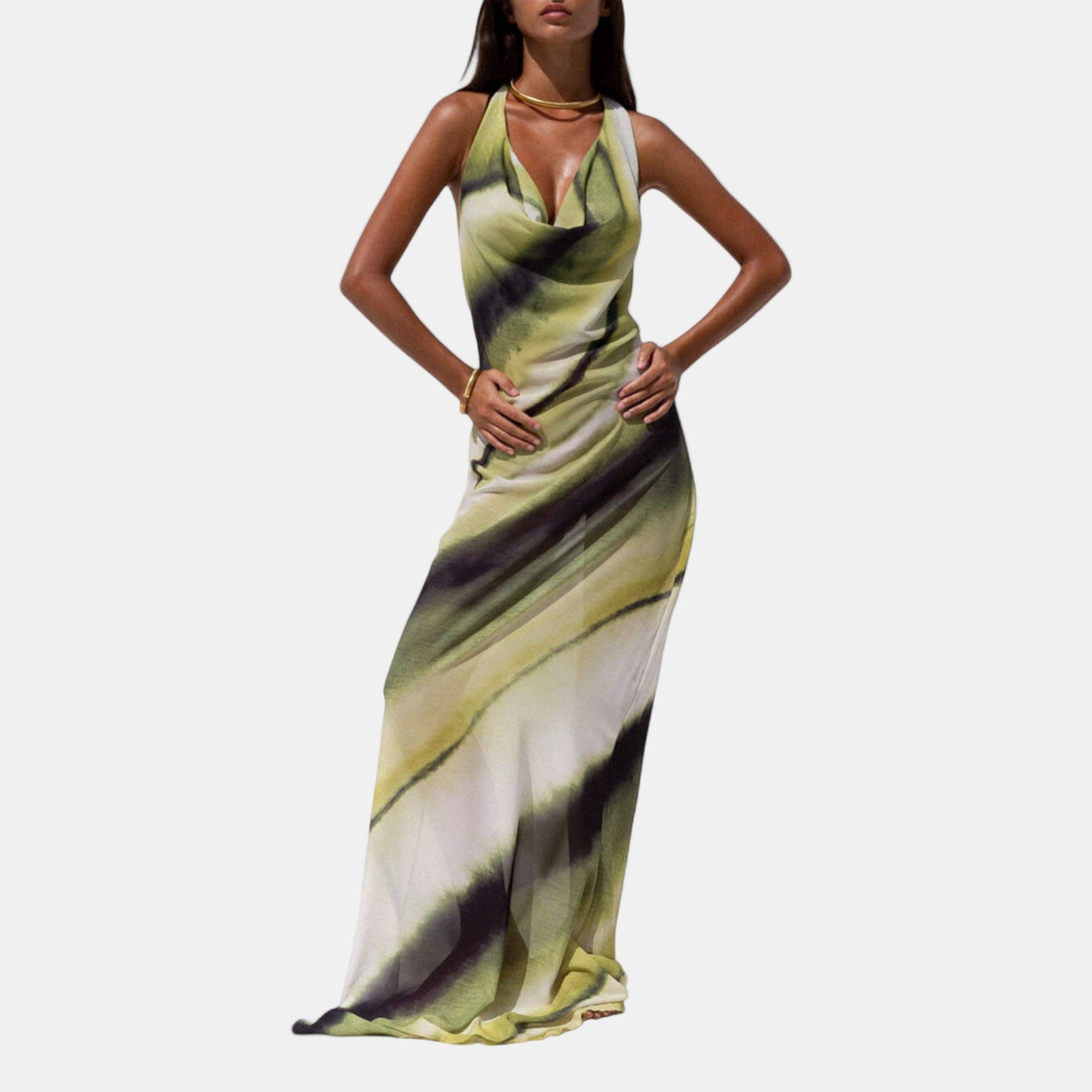 Birgitta | Elegant Maxi Klänning i Svart Siden