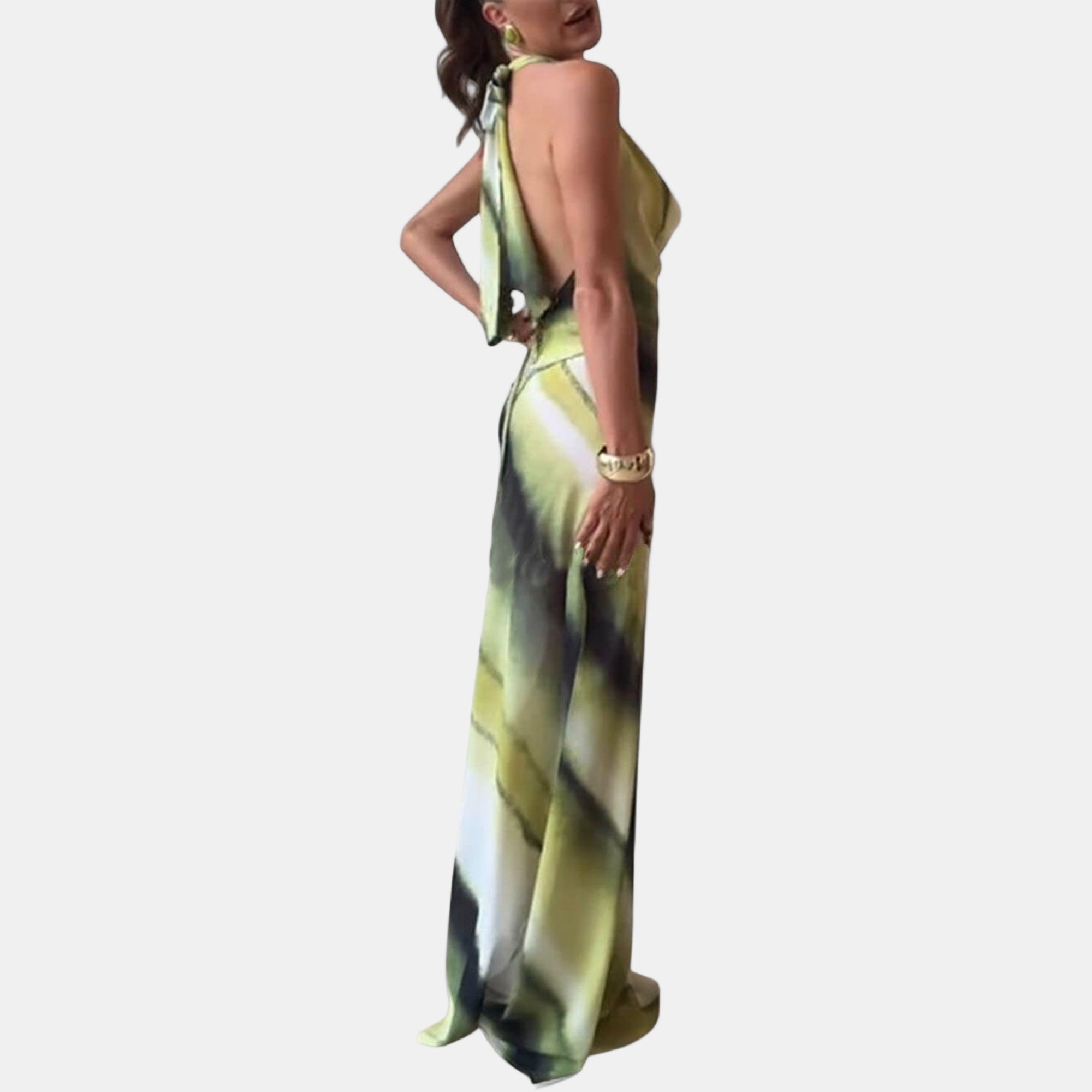 Birgitta | Elegant Maxi Klänning i Svart Siden