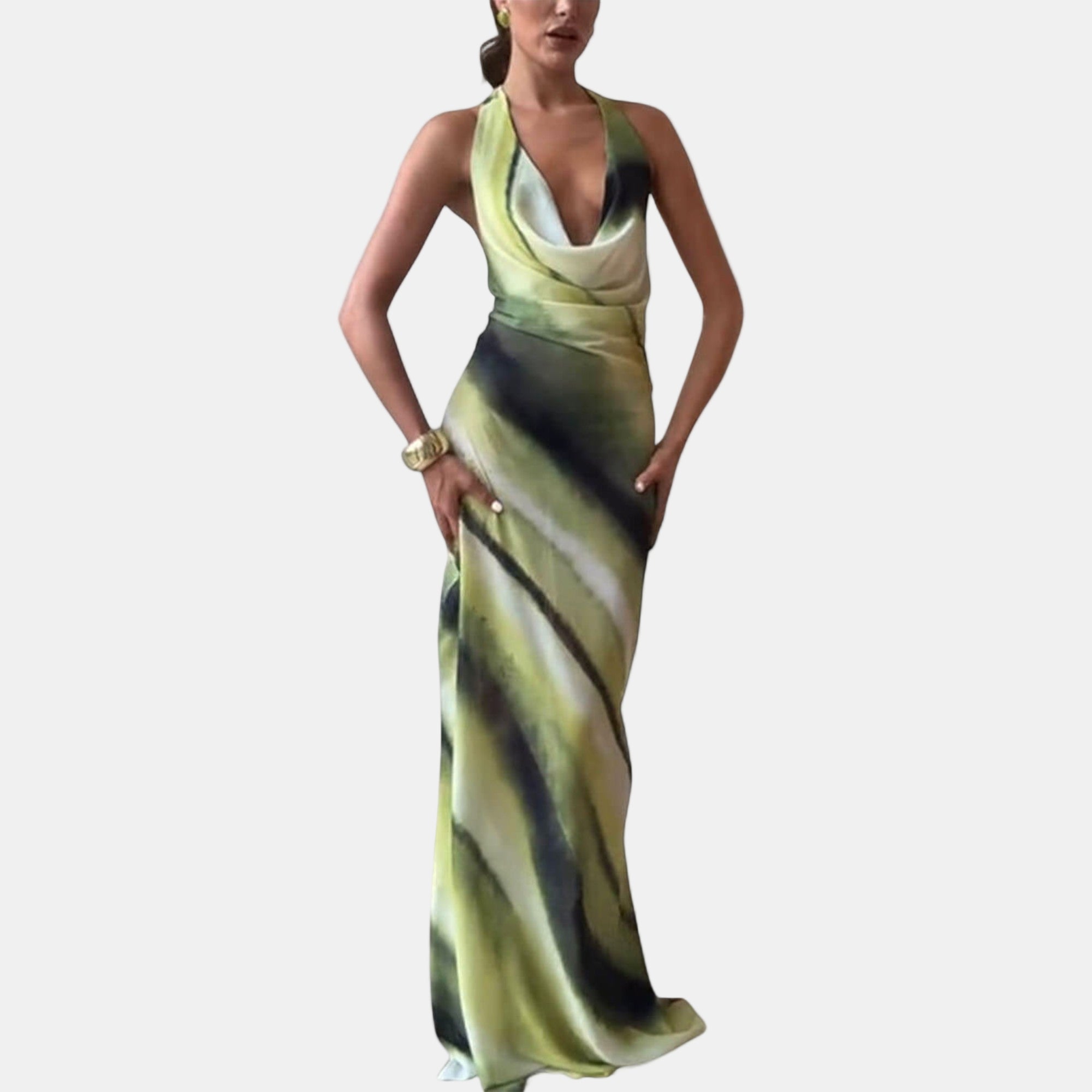 Birgitta | Elegant Maxi Klänning i Svart Siden