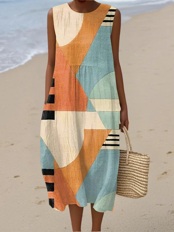 Iris | Geometrisk Midi Klänning