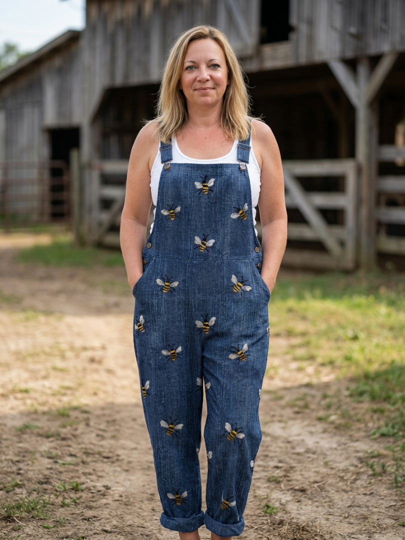 Emma | Jumpsuit med biprint och tunna axelband