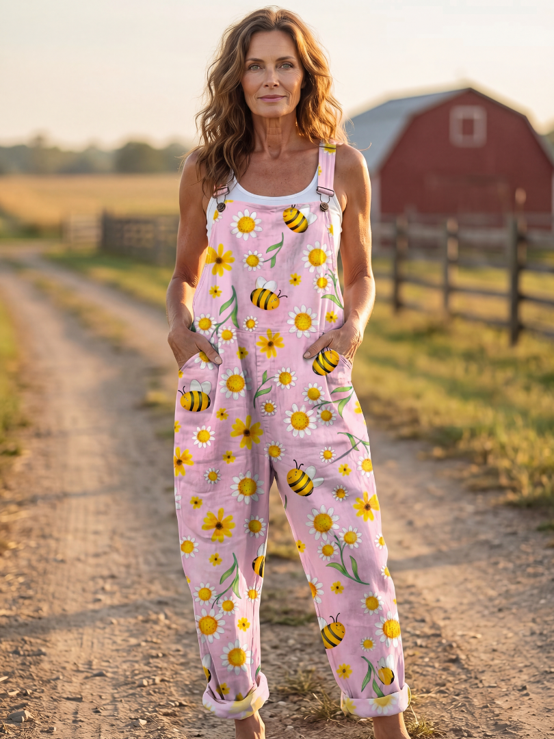 Frida | Jumpsuit i rosa blommönster med avslappnad passform