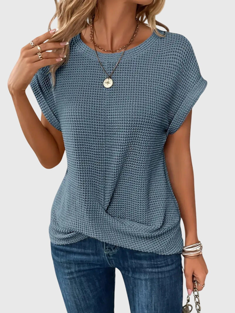 Edith | Blus med Rund Hals i Bomull Orange