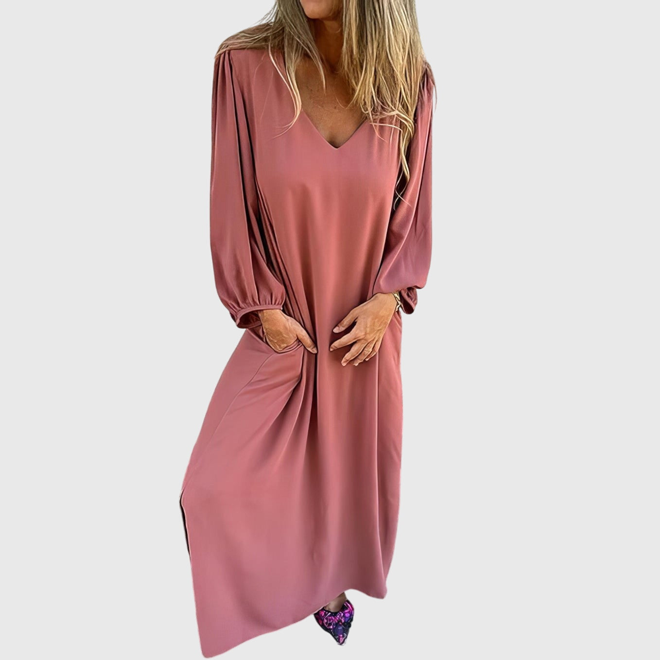 Wilma | Lång Boho-klänning med fickor
