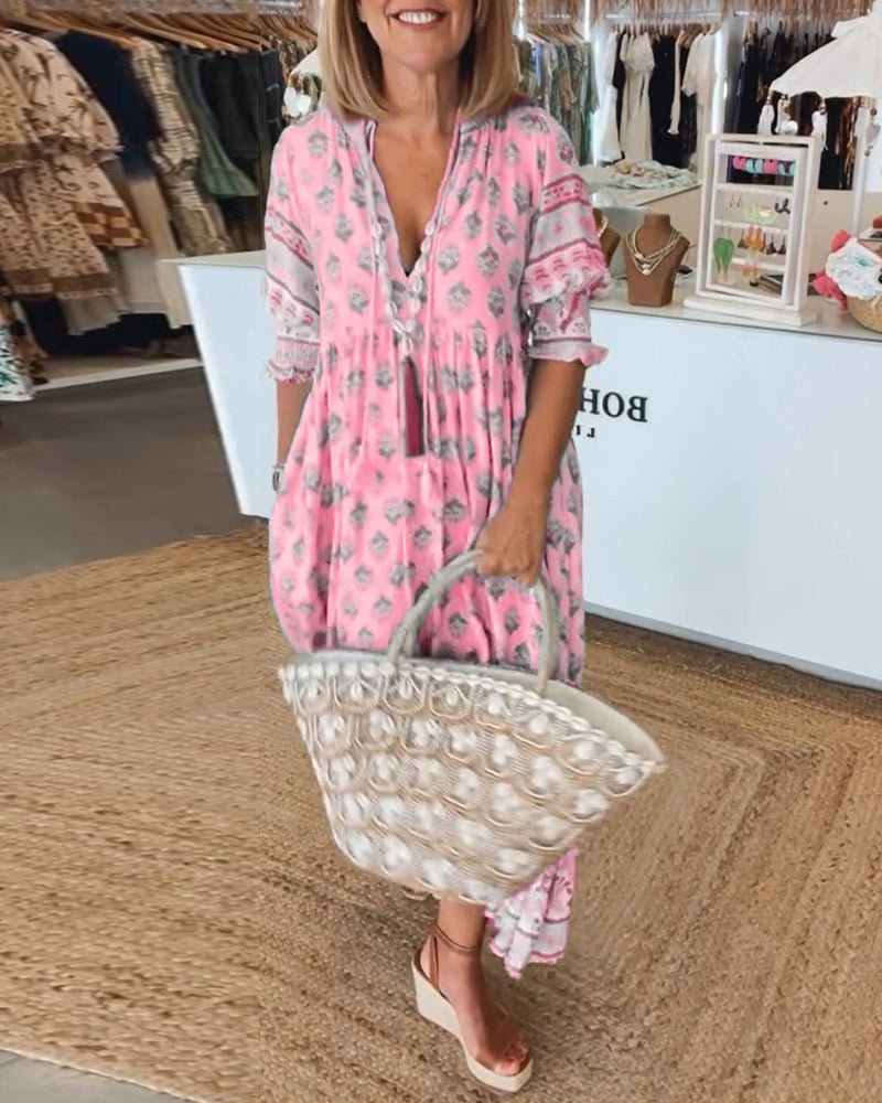 Ida | Chic Floral V-Neck Dress