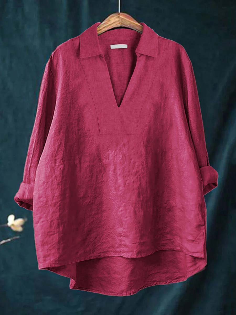 Lena | klassisk blus i khaki bomull med slimmad passform