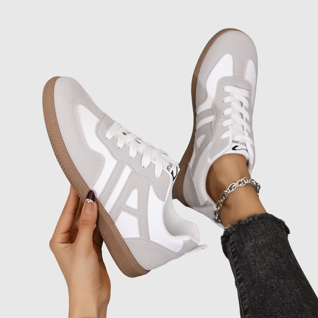 Elsa | ortopediska sneakers i vit canvas med stödjande sula