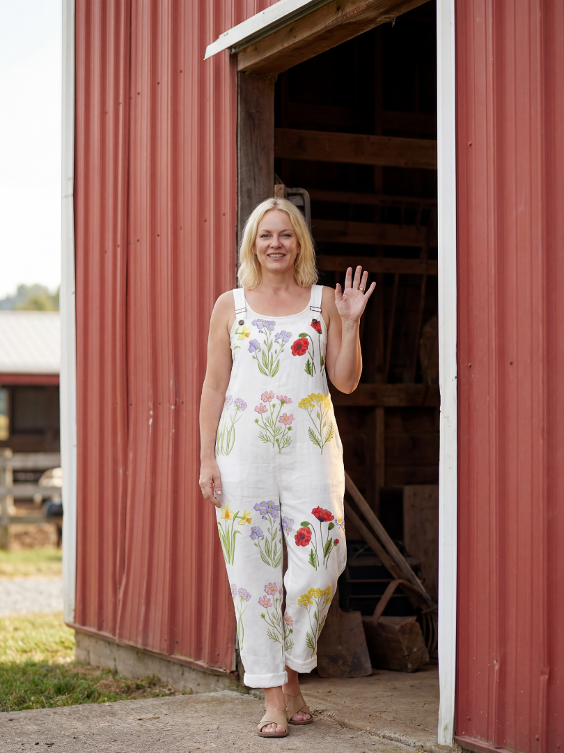 Elin | Blommig jumpsuit med axelband i helfigur