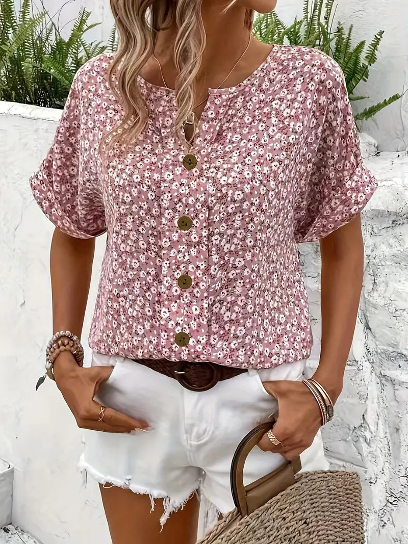 Agnes | Selestia – Blommig Knäppblus