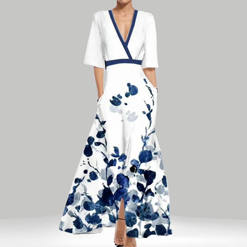 Ingrid | Elegant Blommig Maxiklänning