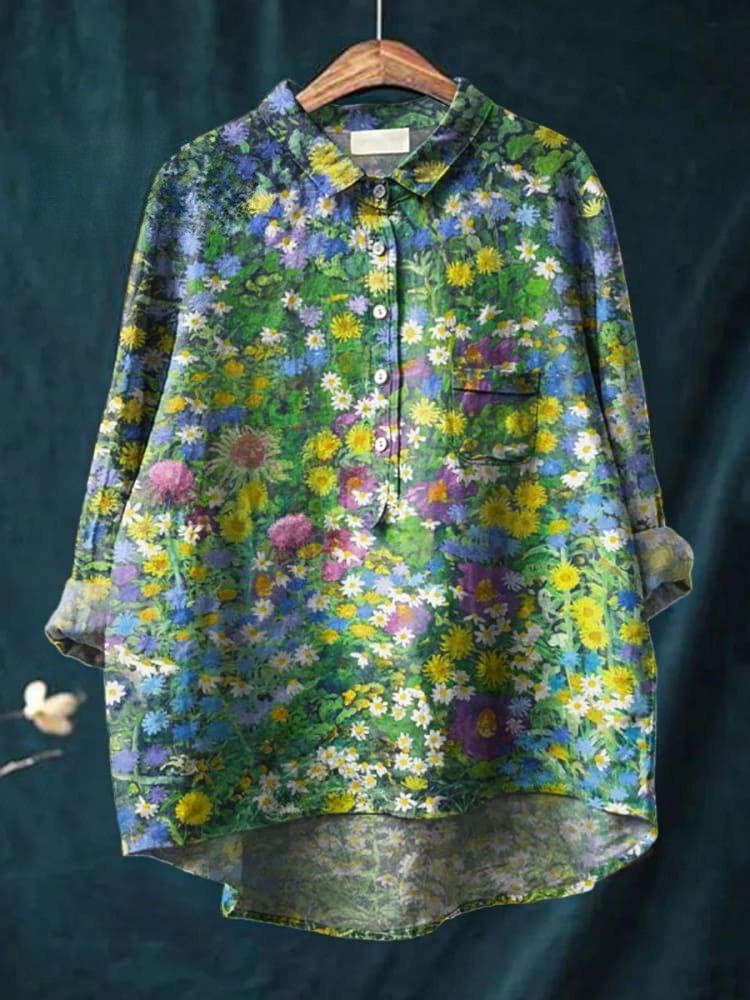 Ida | TrÀdgÄrdsblommor Skjorta i Bomull med Klassisk Passform, FlerfÀrgad