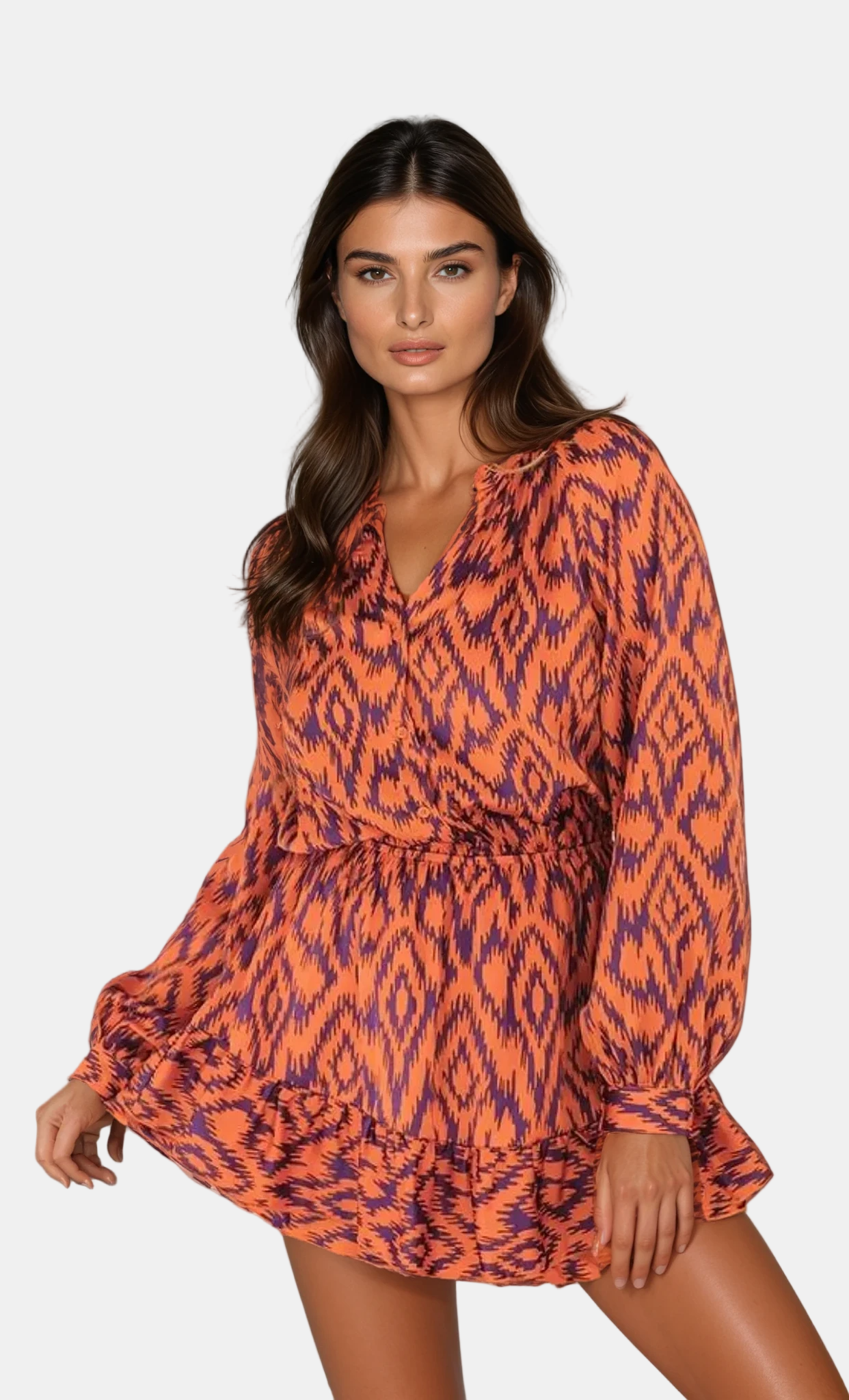Sofia | Retro Aztec Glam Midi Klänning i Svart med Geometriska Mönster