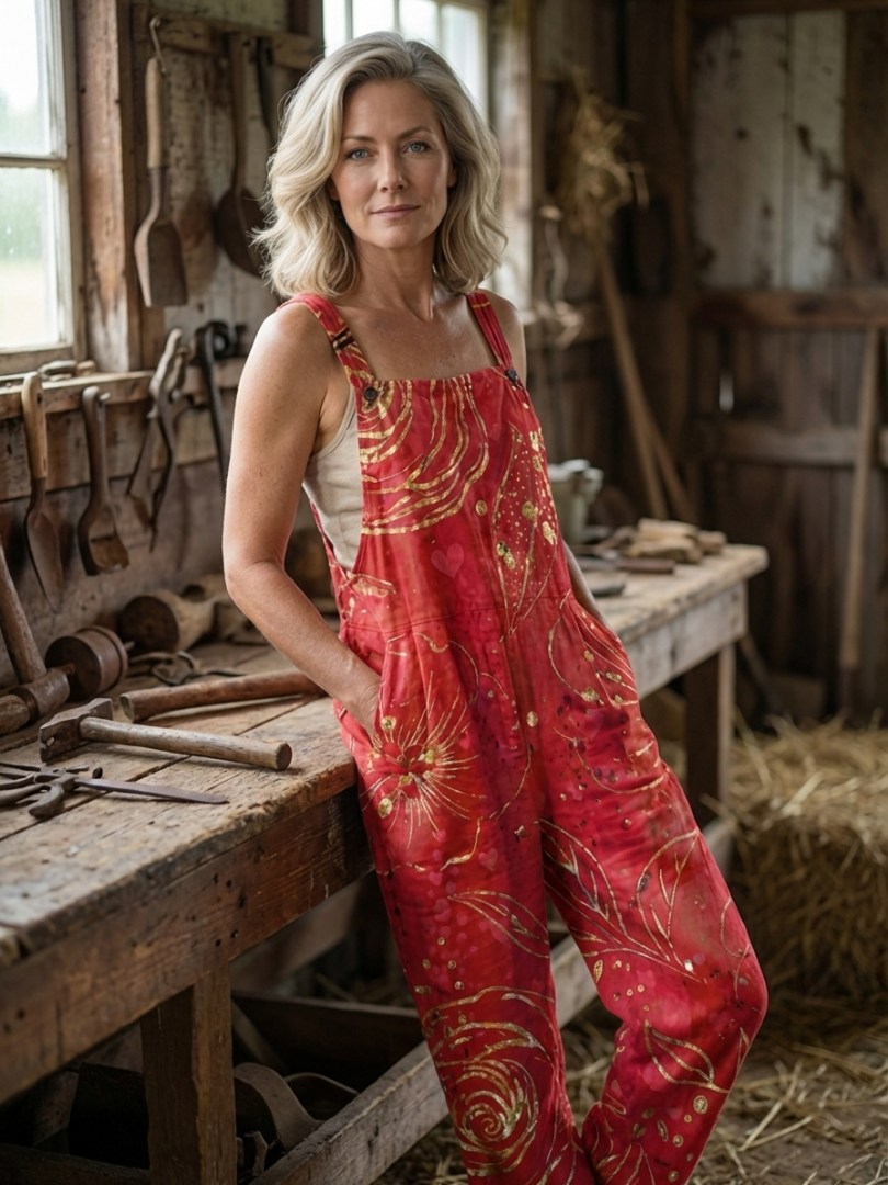 Britta | Avslappnad jumpsuit i rött med helkroppssnitt