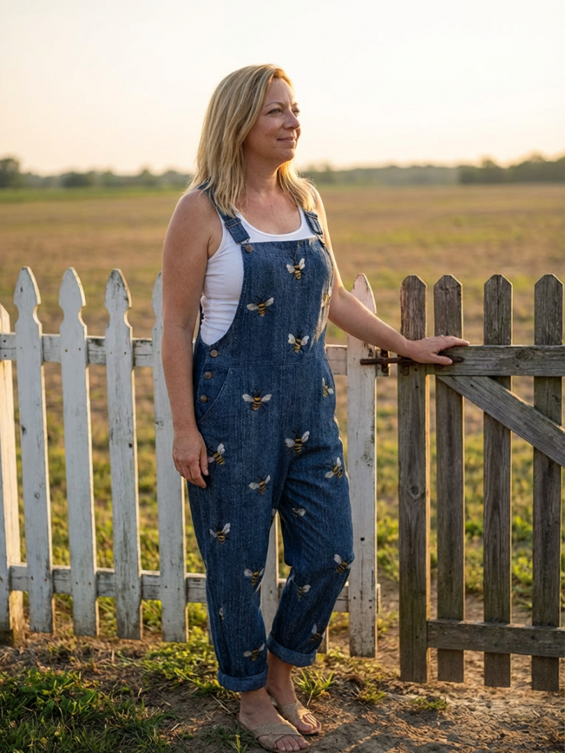 Emma | Jumpsuit med biprint och tunna axelband