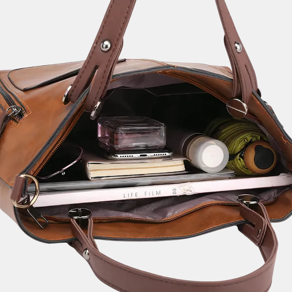 Lena | Vintage läder crossbody väska i svart