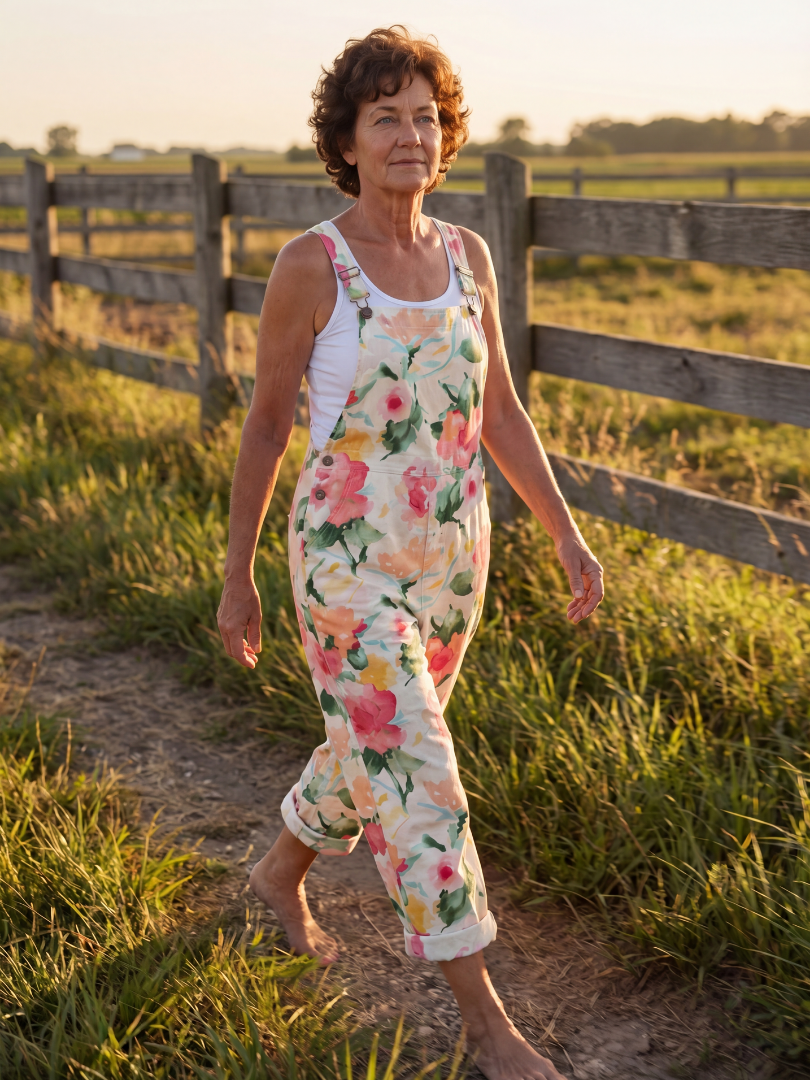 Lovisa | Blommig hellängs jumpsuit i mjuk bomull, klassisk design
