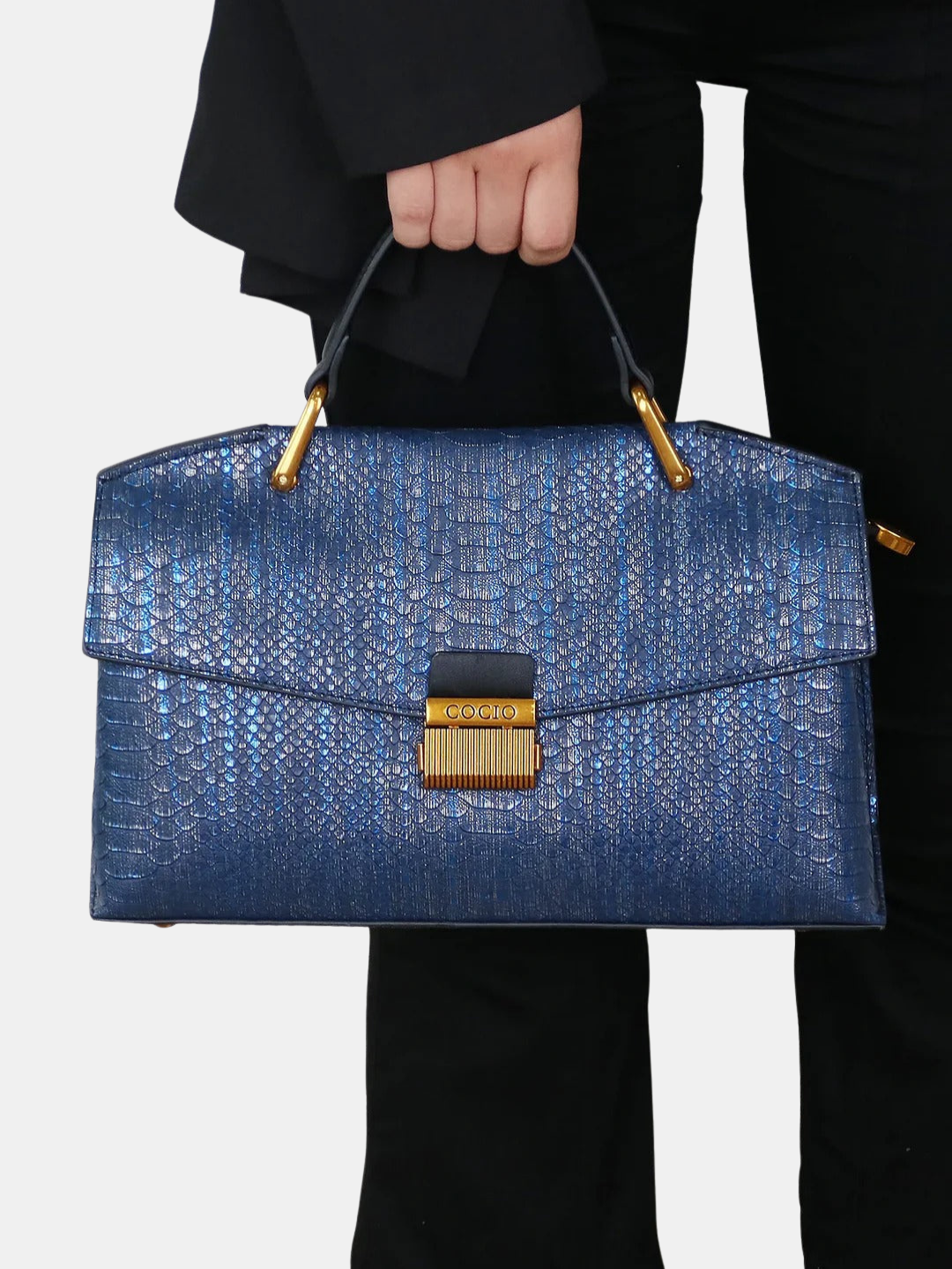 Sigrid | Python Tote Bag i svart läder