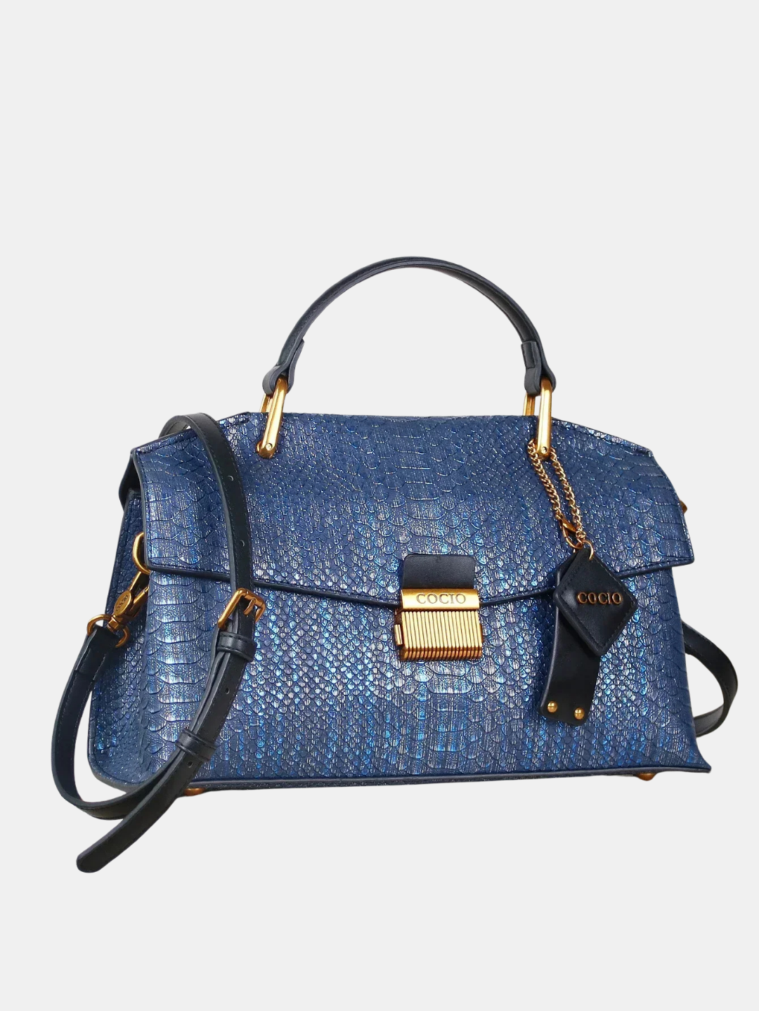Sigrid | Python Tote Bag i svart läder