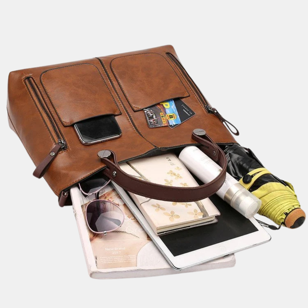 Lena | Vintage läder crossbody väska i svart