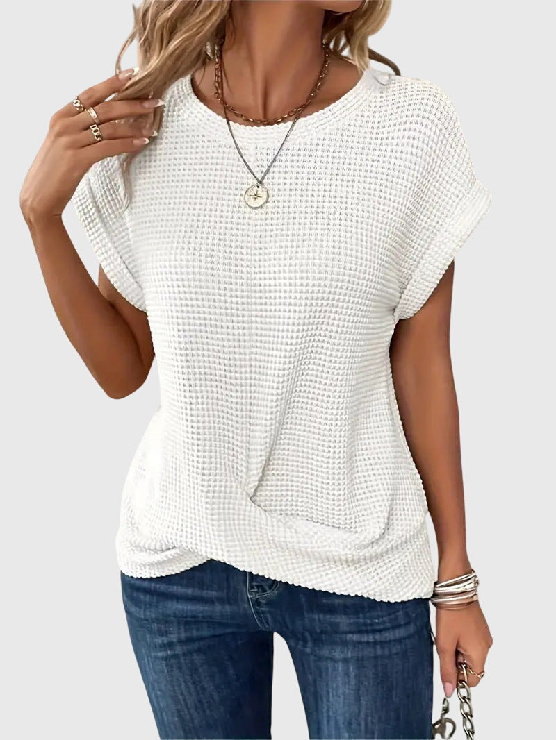 Edith | Blus med Rund Hals i Bomull Orange
