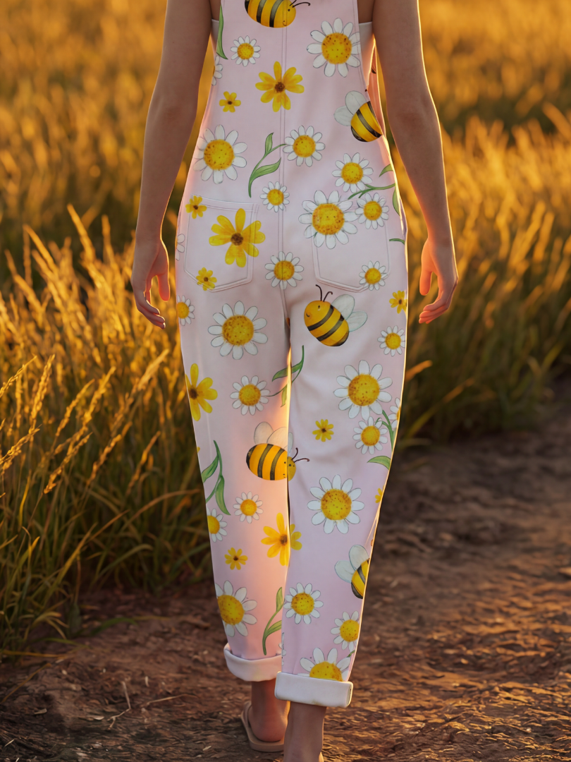Frida | Jumpsuit i rosa blommönster med avslappnad passform