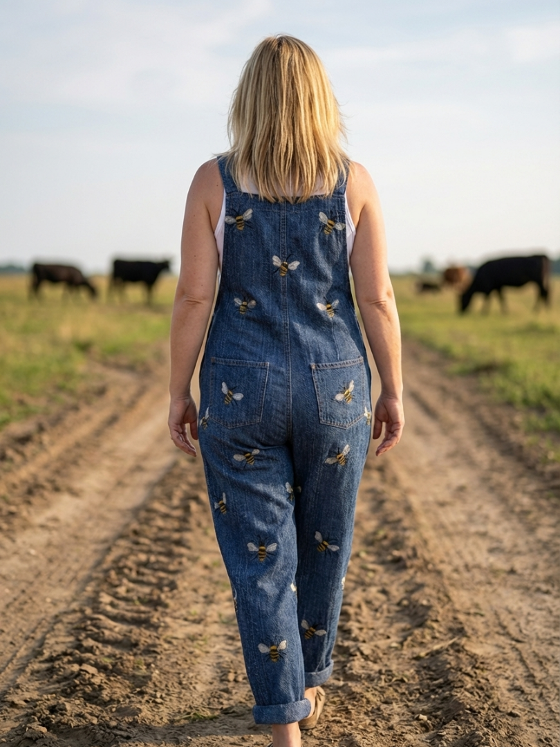 Emma | Jumpsuit med biprint och tunna axelband