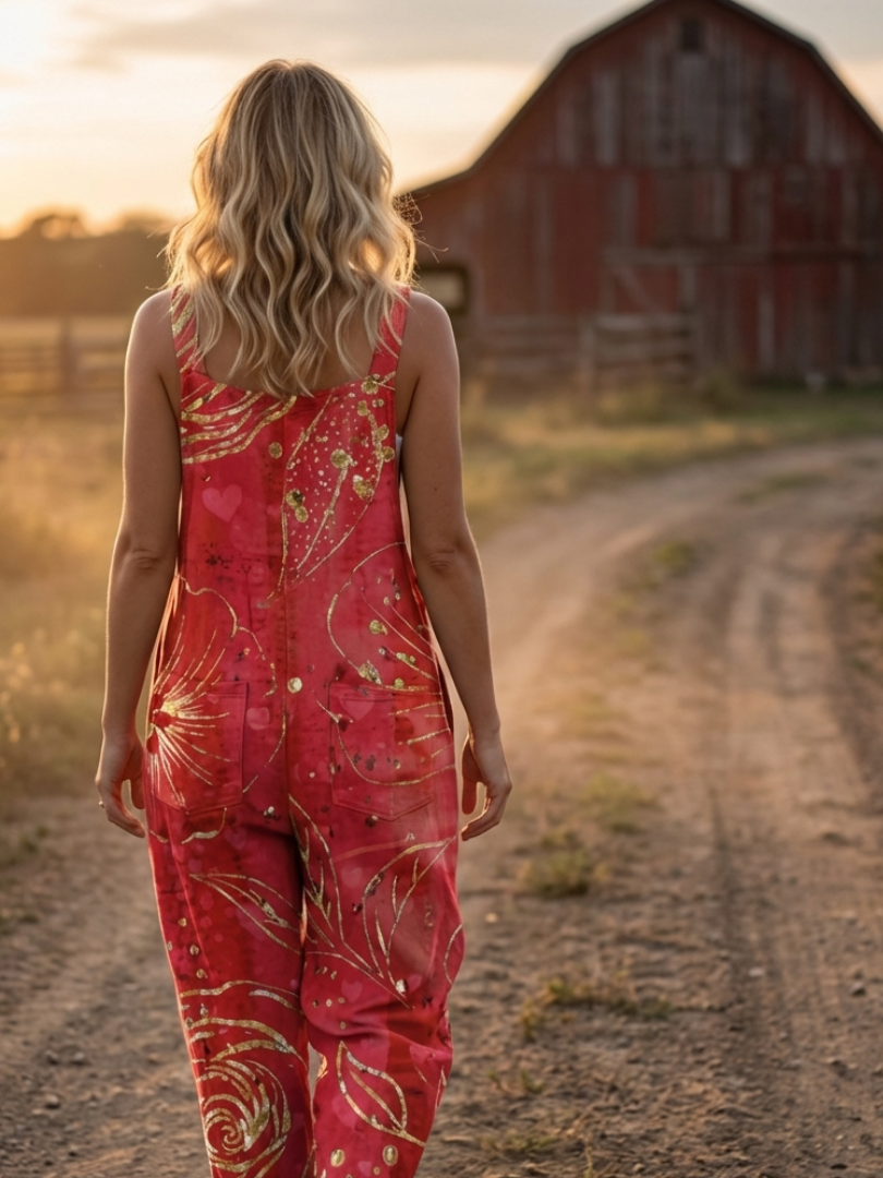 Britta | Avslappnad jumpsuit i rött med helkroppssnitt