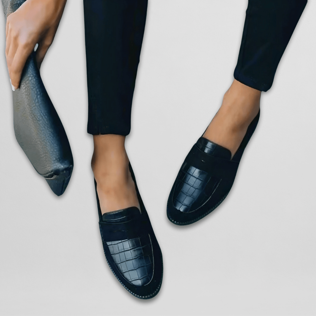 Anna | Ortopediska Handgjorda Loafers i Svart Läder