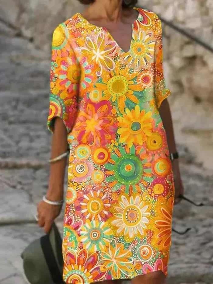 Emma | Vibrant Floral Midi Dress