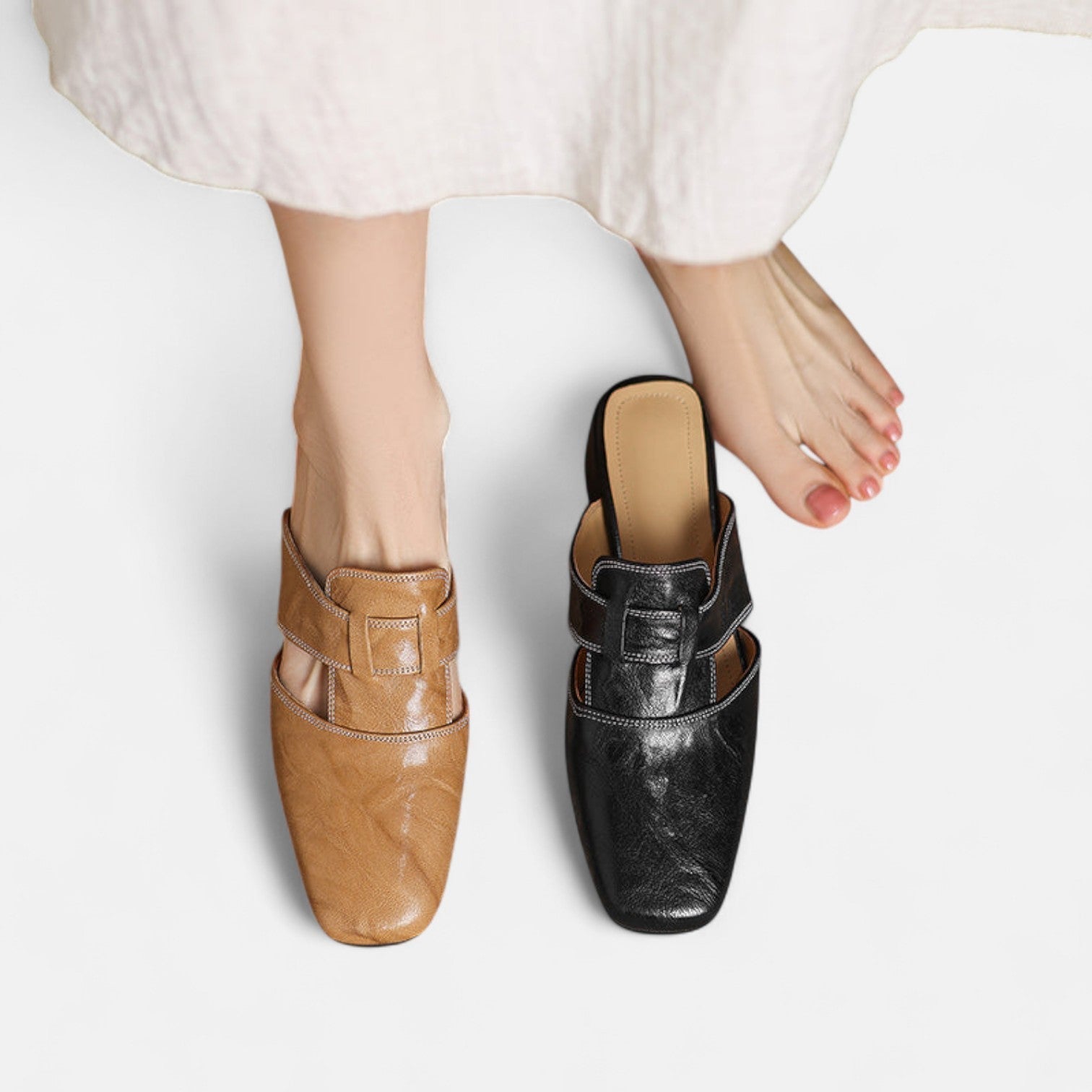 Sigrid | Eleganta LĂ€der Sandaler i Svart