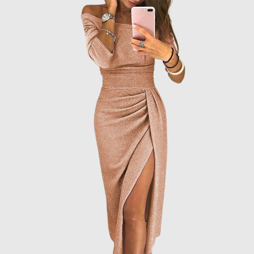 Barbara - Kvällsklänning med avklädda axlar