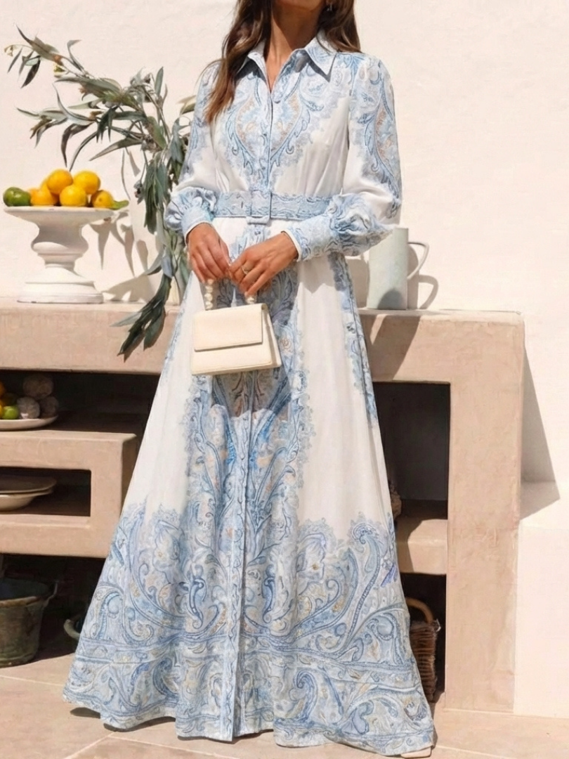Petra | Höghalsad Mönstrad Maxiklänning