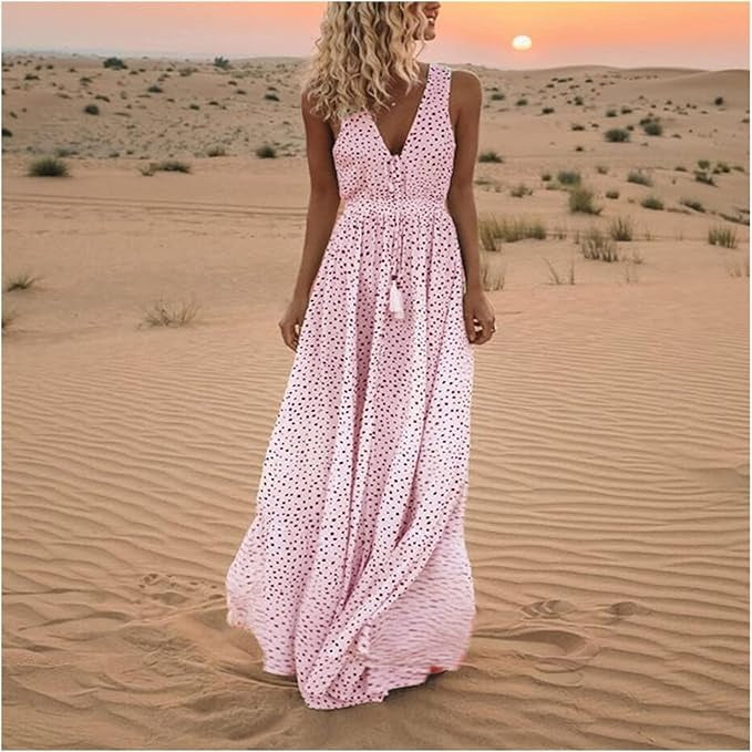 Stina | Bohemian Maxi Klänning i Svart Viskos