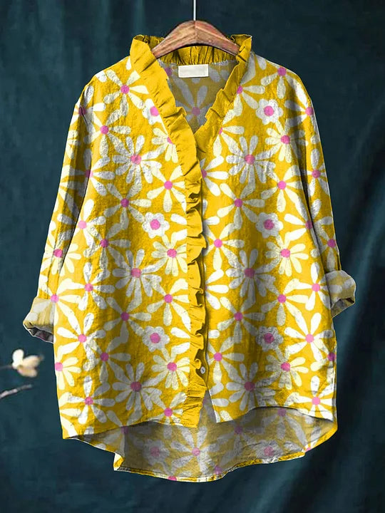 Elin | Blus Med Solblommigt Mönster