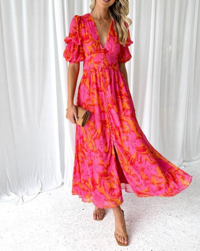 Gunilla | STYLISH PUFF SLEEVE MAXI KLÄNNING