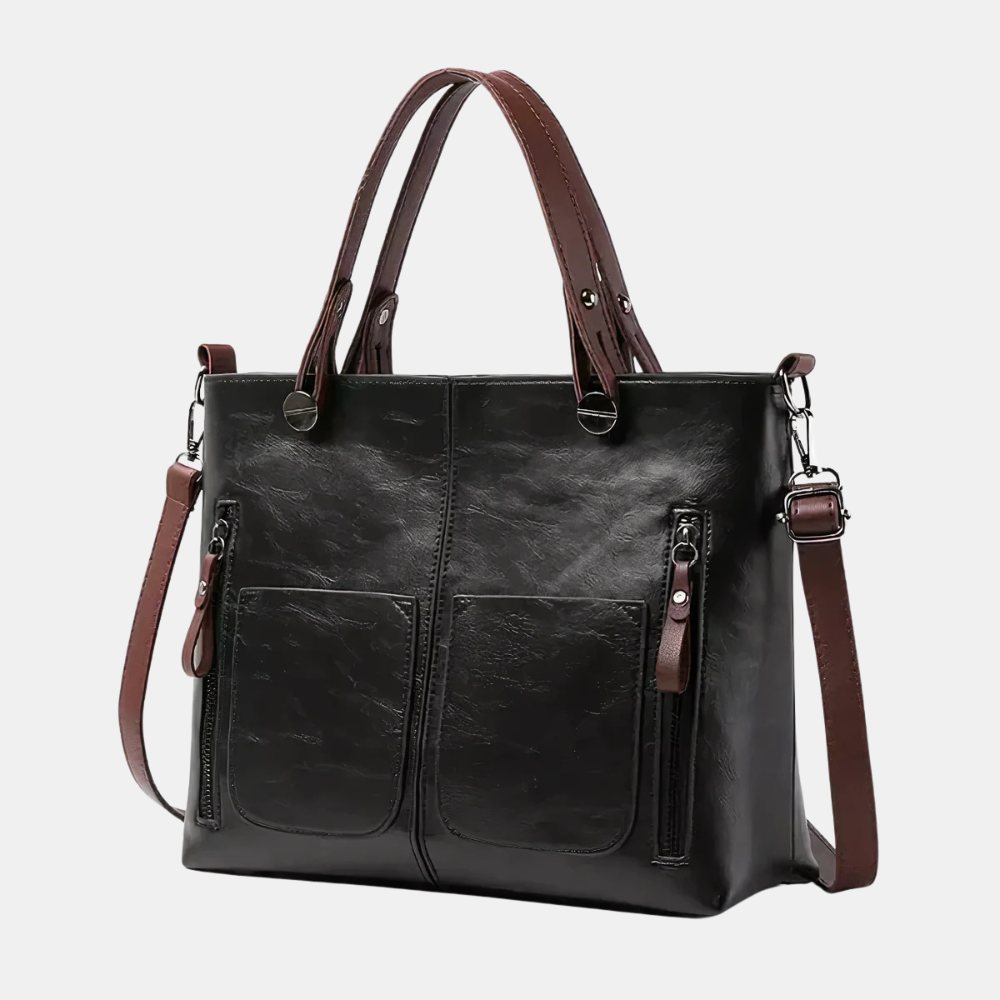 Lena | Vintage läder crossbody väska i svart