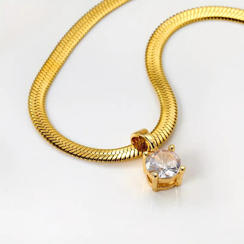 Sara | Elegant Guld Rhinestone Hänge Halsband
