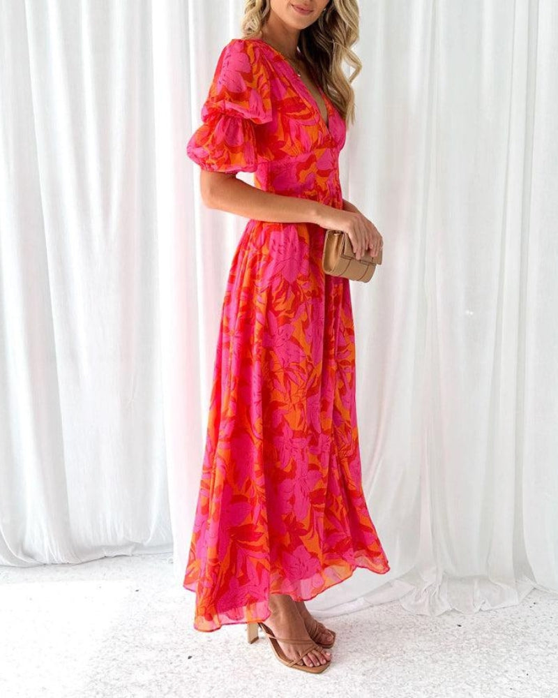 Gunilla | STYLISH PUFF SLEEVE MAXI KLÄNNING