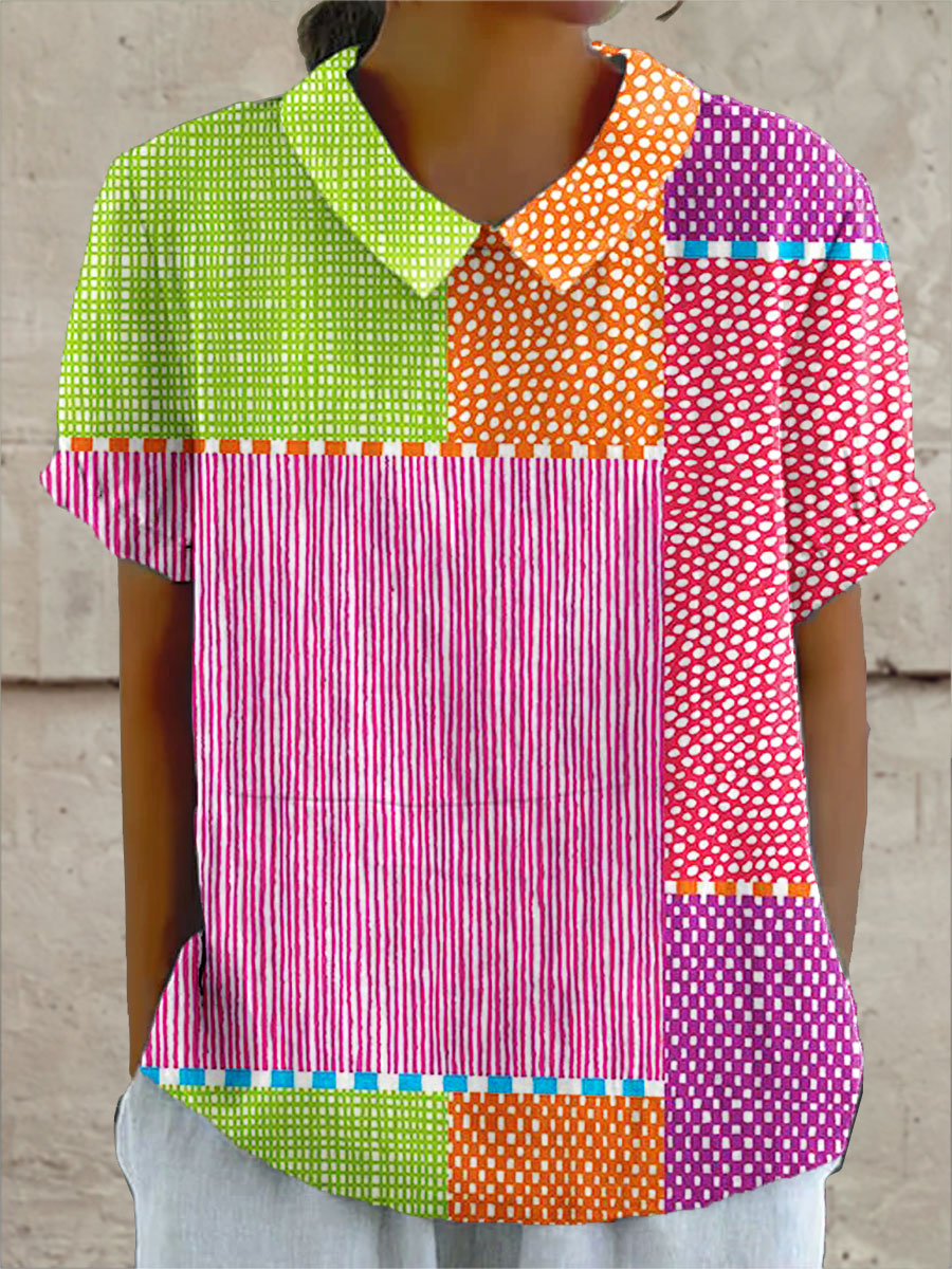 Sara | Färgglad patchworkblus