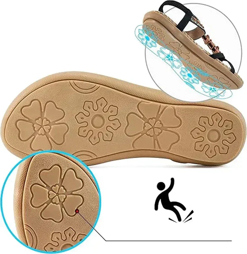 Stina | Ergonomiska sandaler i svart läder med justerbar rem