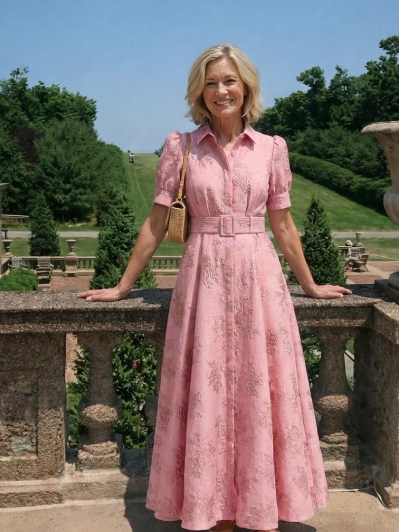 Ulrika | Blommig Maxiklänning Med Bälte