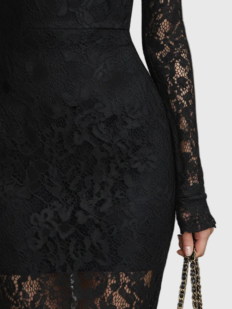 Lena | Elegant Spets Fishtail Maxi Klänning